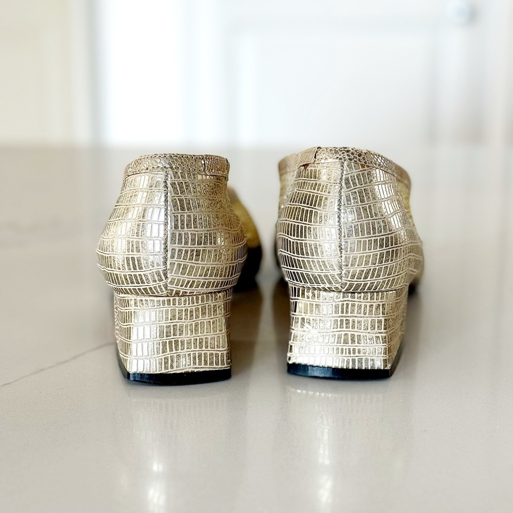 Amanda Fishnet Metallic Mesh Shiny Block Heel Shoes - Picture 4 of 12